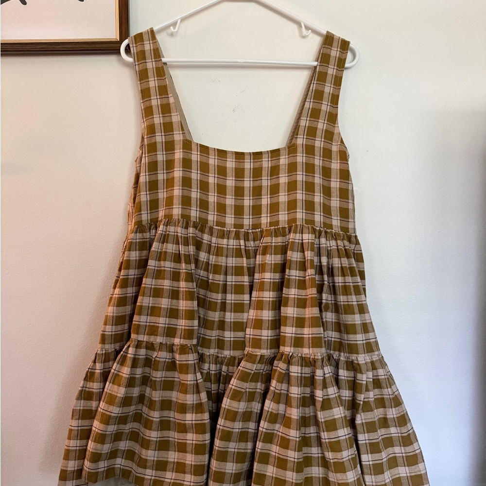 Ali Golden Full Tank Dress in Olive Plaid - Picture 3 of 3